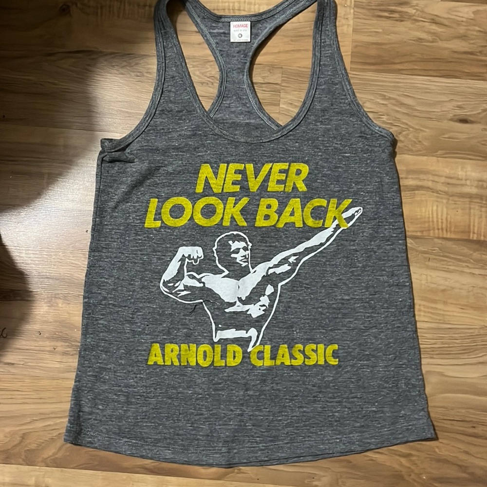 Homage Never Look Back Arnold Classic Tank top shirt- made in USA